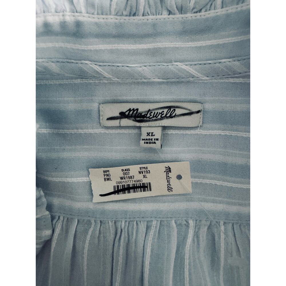 NWT Madewell Ruffled Popover Top in Stripe Size XL - Picture 7 of 10